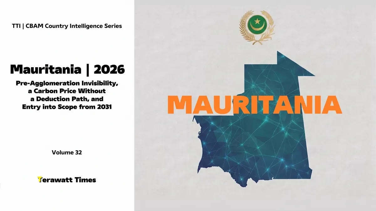 CBAM Country Intelligence Mauritania 2026: Pre-Agglomeration Invisibility, a Carbon Price Without a Deduction Path, and Entry into Scope from 2031